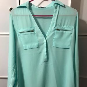 Mint colored quarter button up portfolio shirt